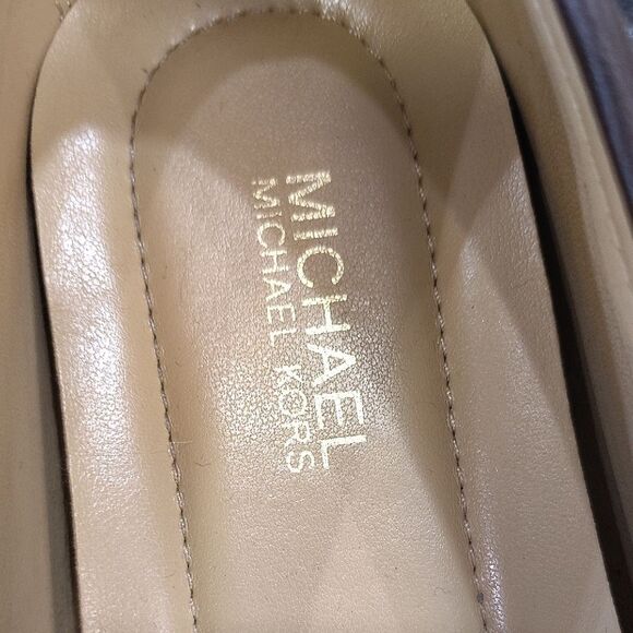 Michael Kors Brown Textured Leather Flats - Picture 2 of 6